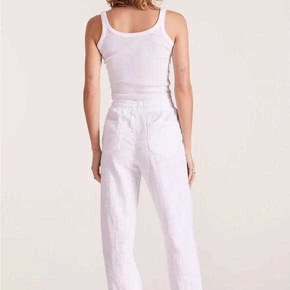 Bobi Los Angeles White Cotton Joggers NWT SZ Small